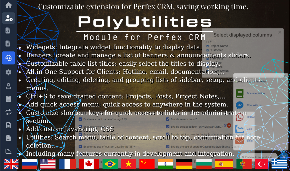 PolyUtilities Cho Perfex CRM - Bộ Công Cụ Tùy Biến Giao Diện & UI/UX Nâng Cao