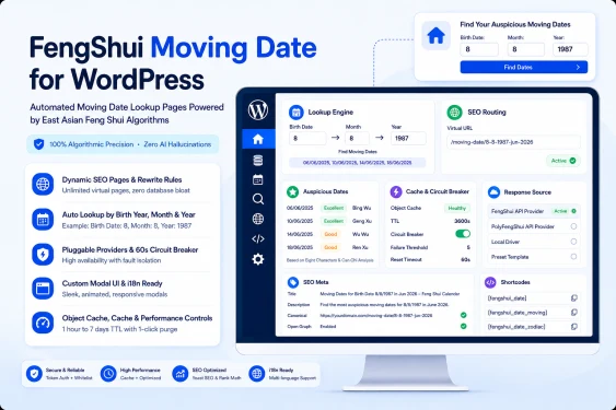 FengShui Moving Date cho WordPress